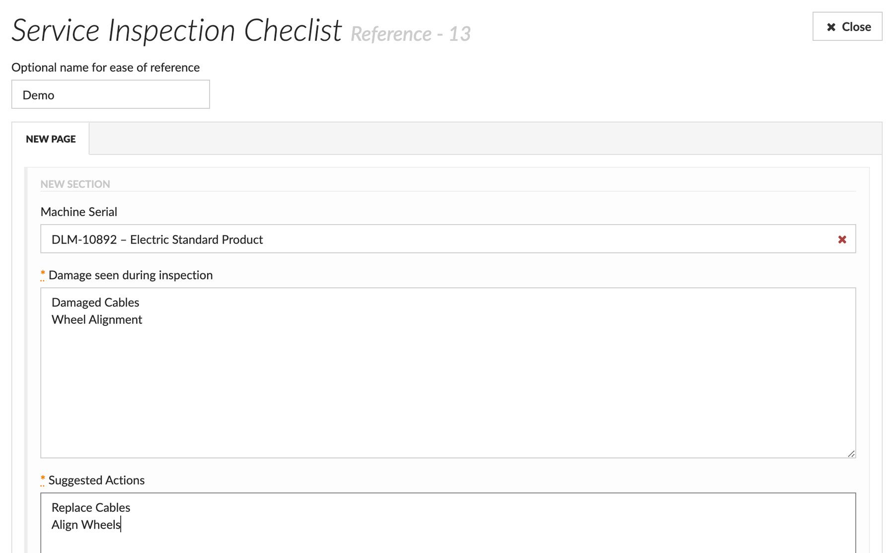 Machine Service Inspection Form